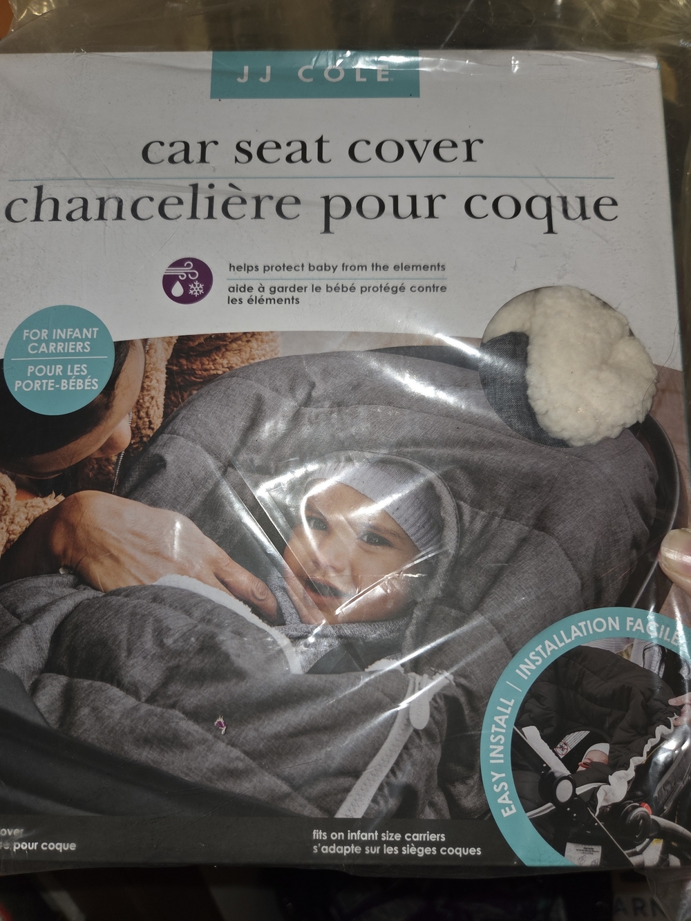 JJ Cole Gray Infant Car Seat Cover - Cozy Winter Protection